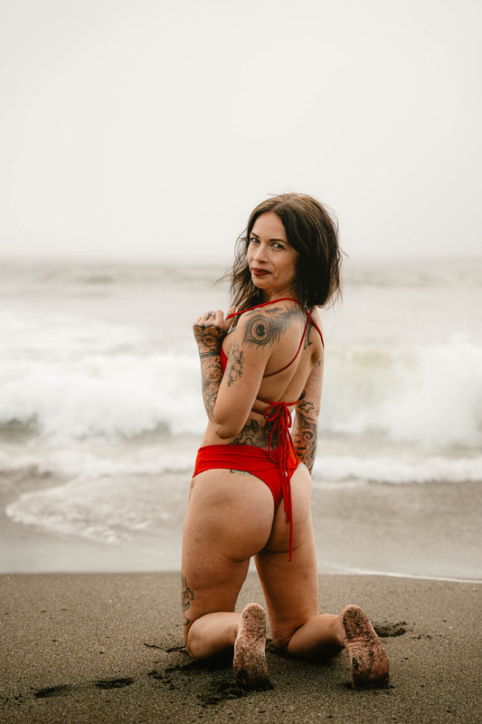 BEST SELLER: Wrap Around Top- Red - On The Lo Swimwear