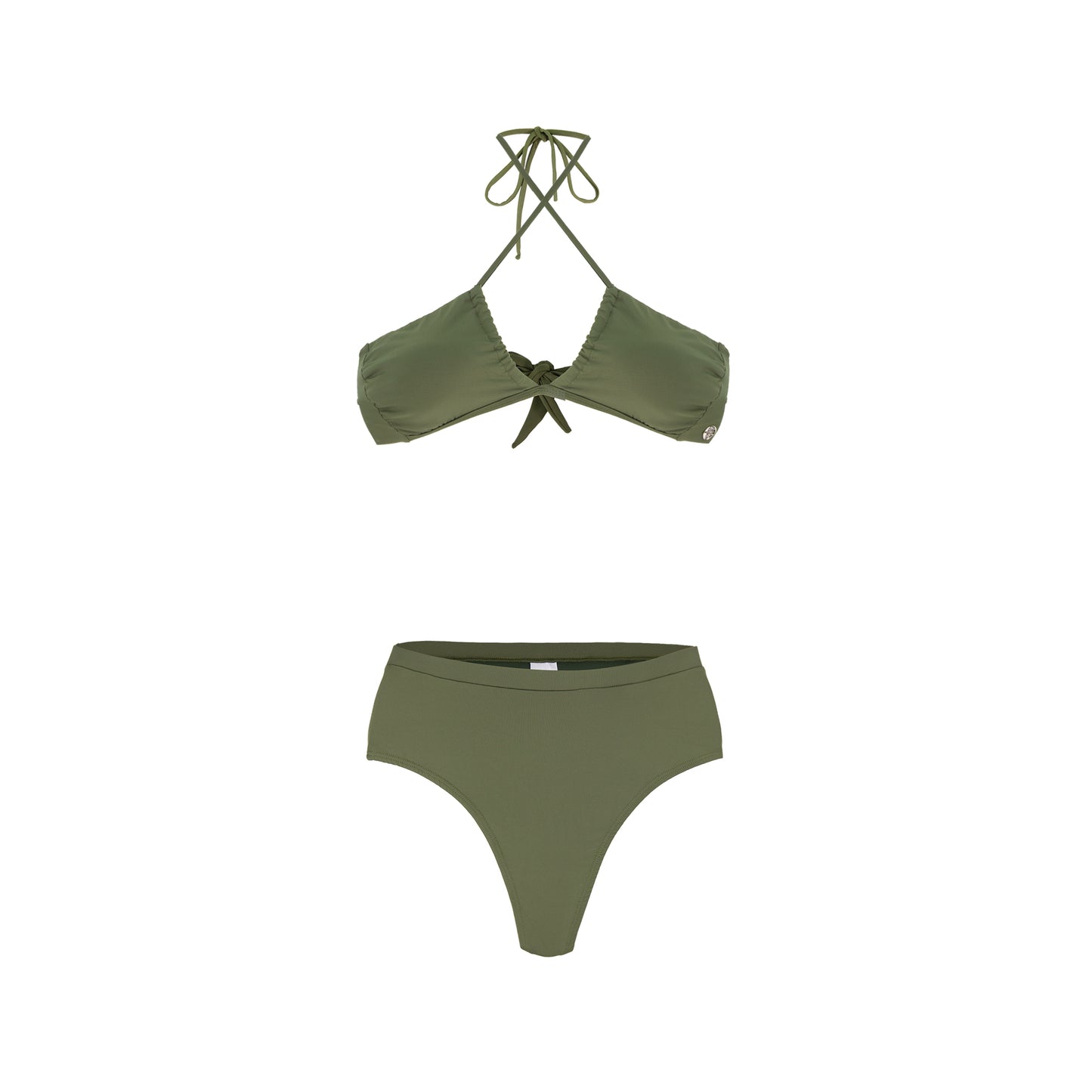 High Waist Cheeky Bottoms- Green - On The Lo Swimwear