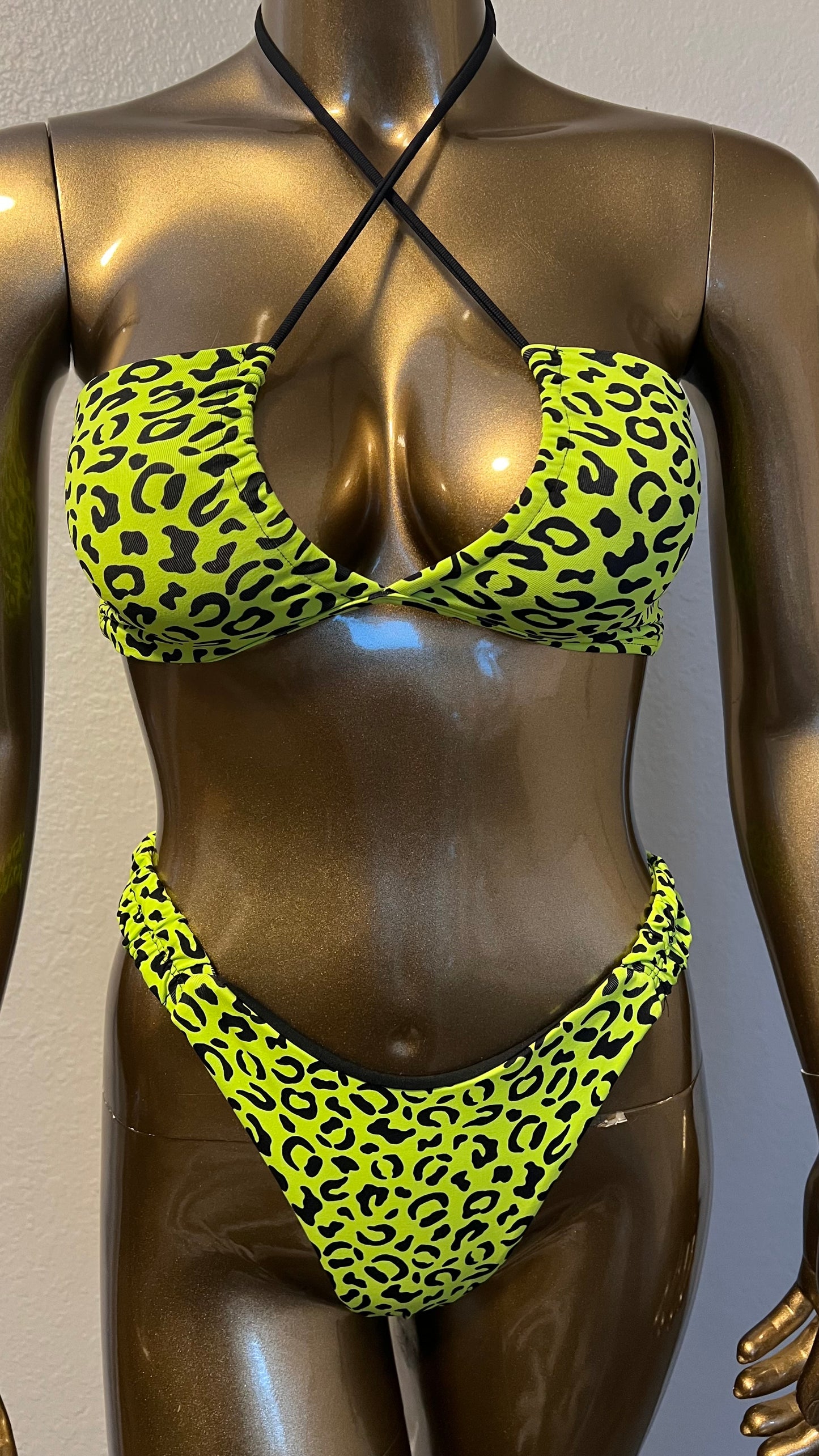 Tear Drop Bikini Top- Neon Cheetah - On The Lo Swimwear