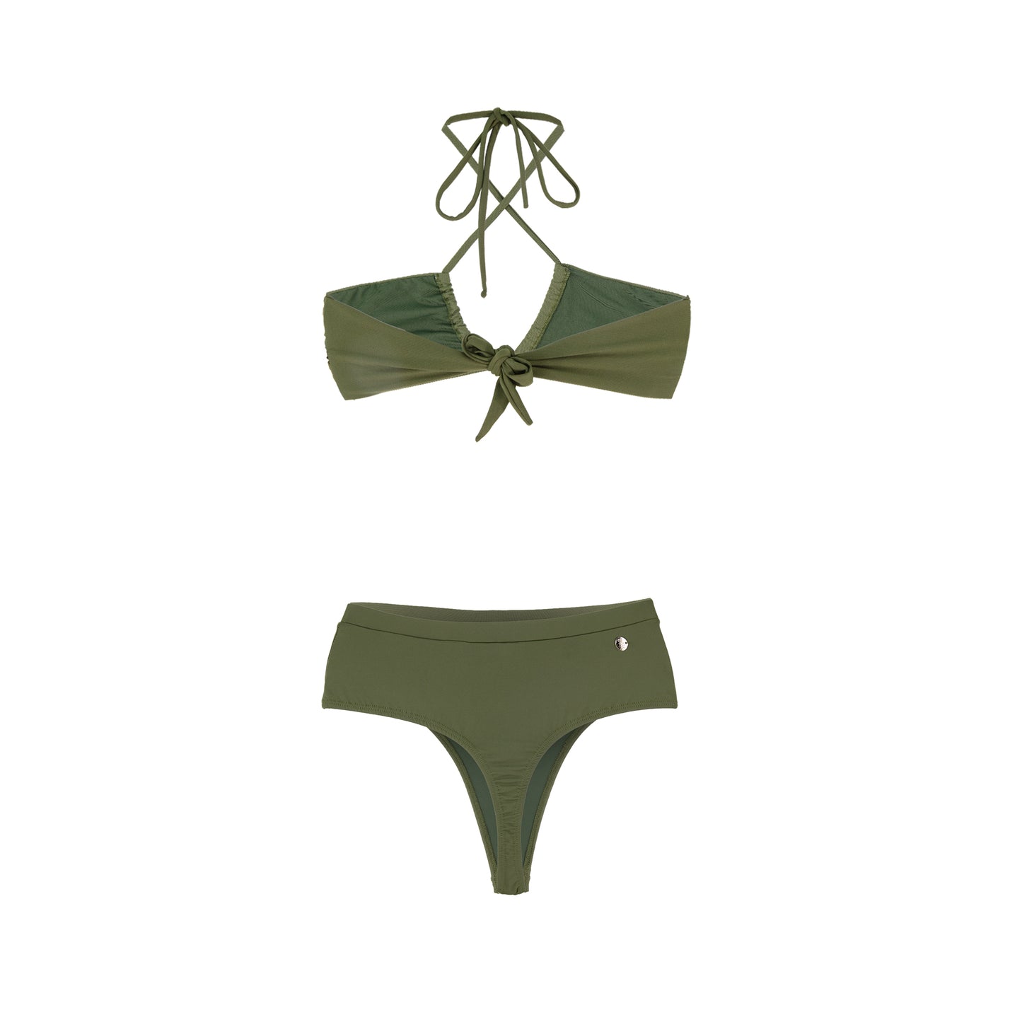 High Waist Cheeky Bottoms- Green - On The Lo Swimwear