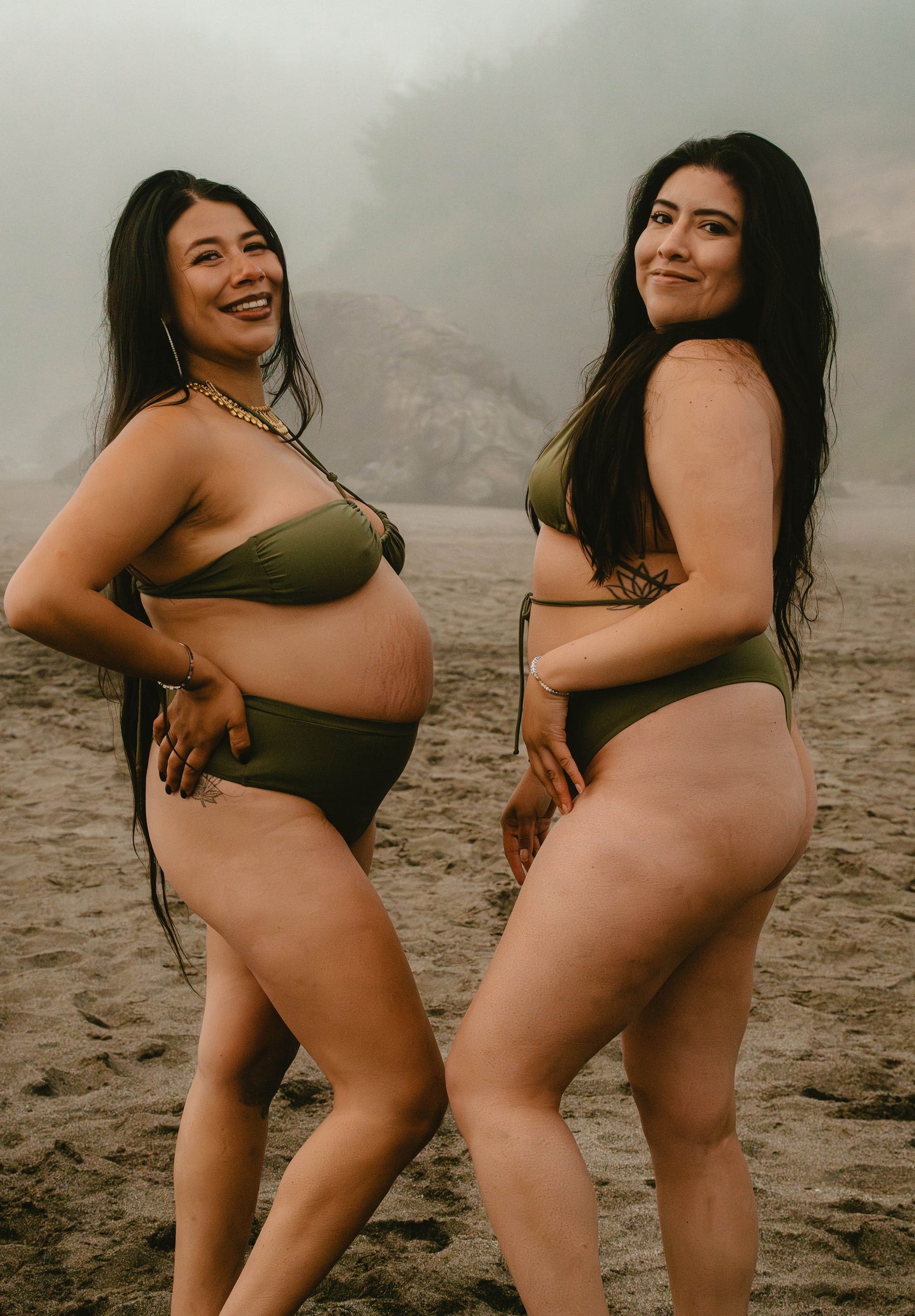 High Waist Cheeky Bottoms- Green - On The Lo Swimwear