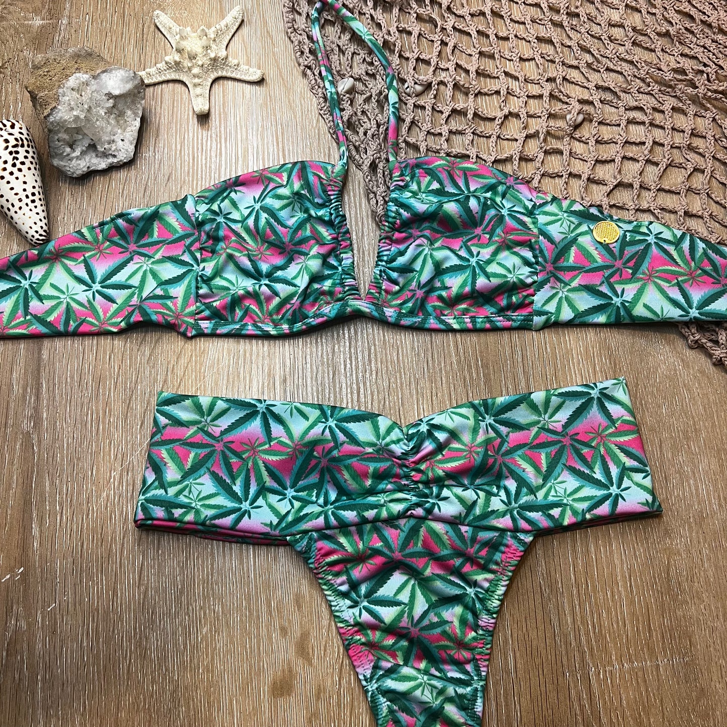 Tear Drop Bikini Top- 420 Ganja - On The Lo Swimwear