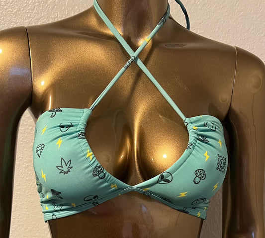 Tear Drop Bikini Top- ET Mushroom 420 - On The Lo Swimwear