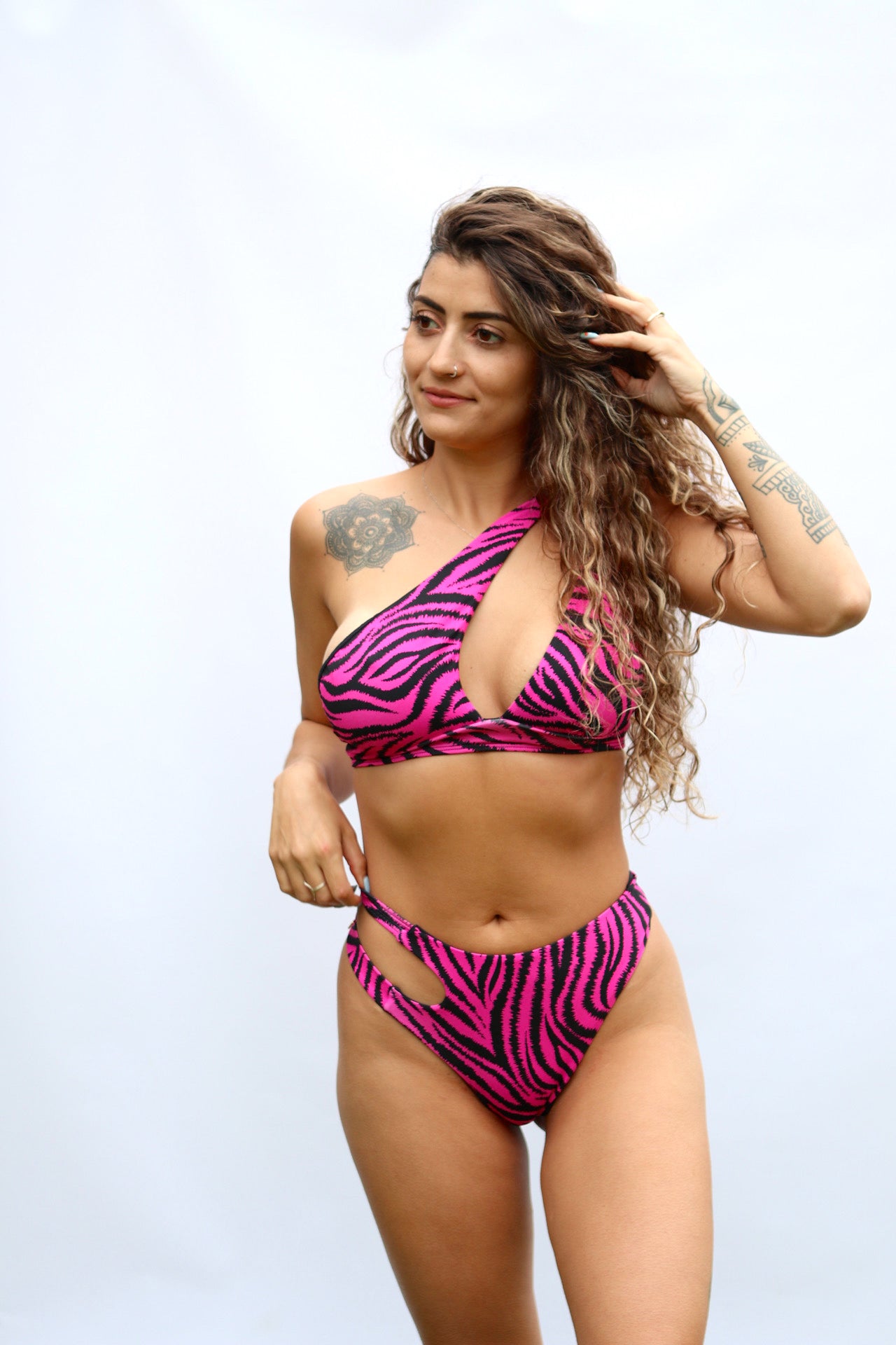 Hot Pink Zebra Top - On The Lo Swimwear
