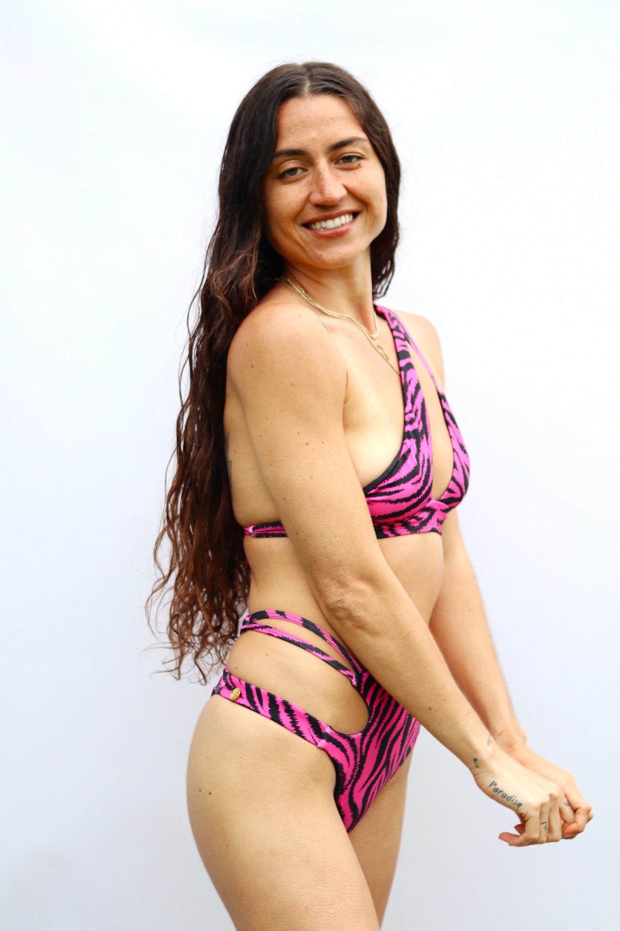 Hot Pink Zebra Top - On The Lo Swimwear