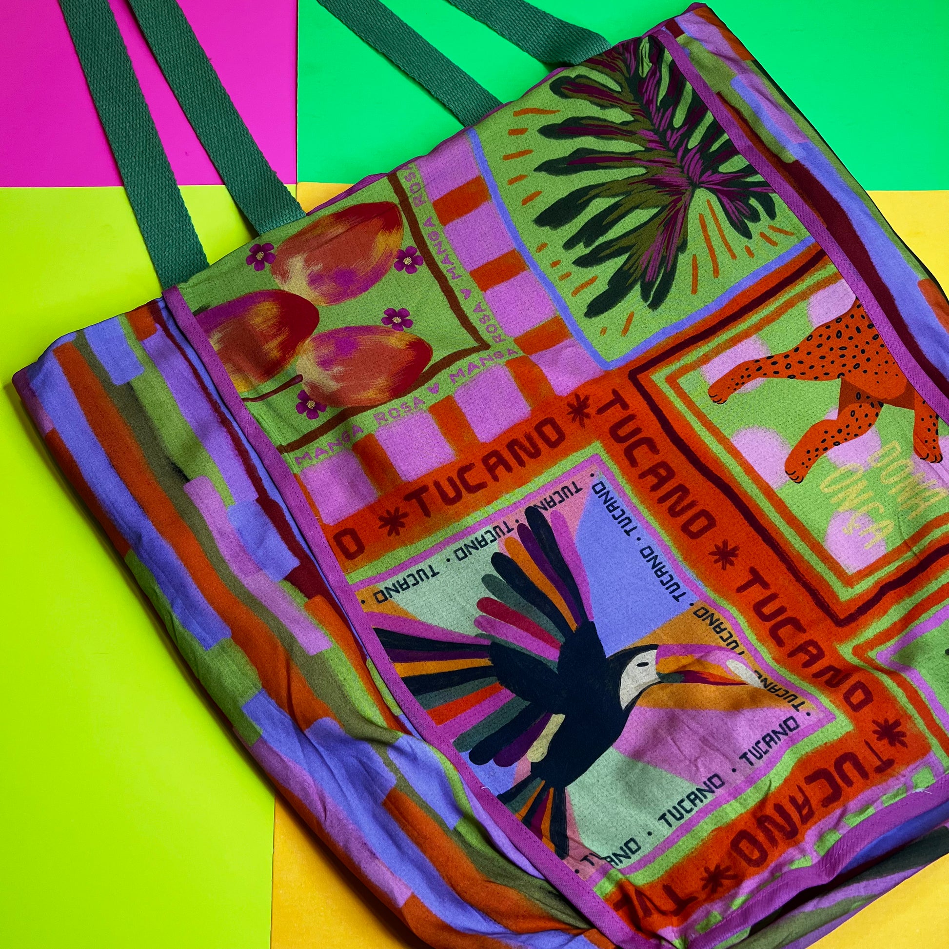 OTL x Camila Collab Tote Bags- Green Tucan - On The Lo Swimwear