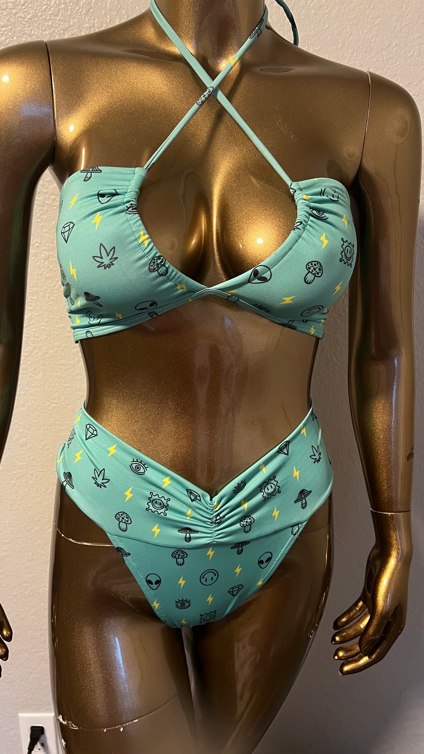 Tear Drop Bikini Top- ET Mushroom 420 - On The Lo Swimwear