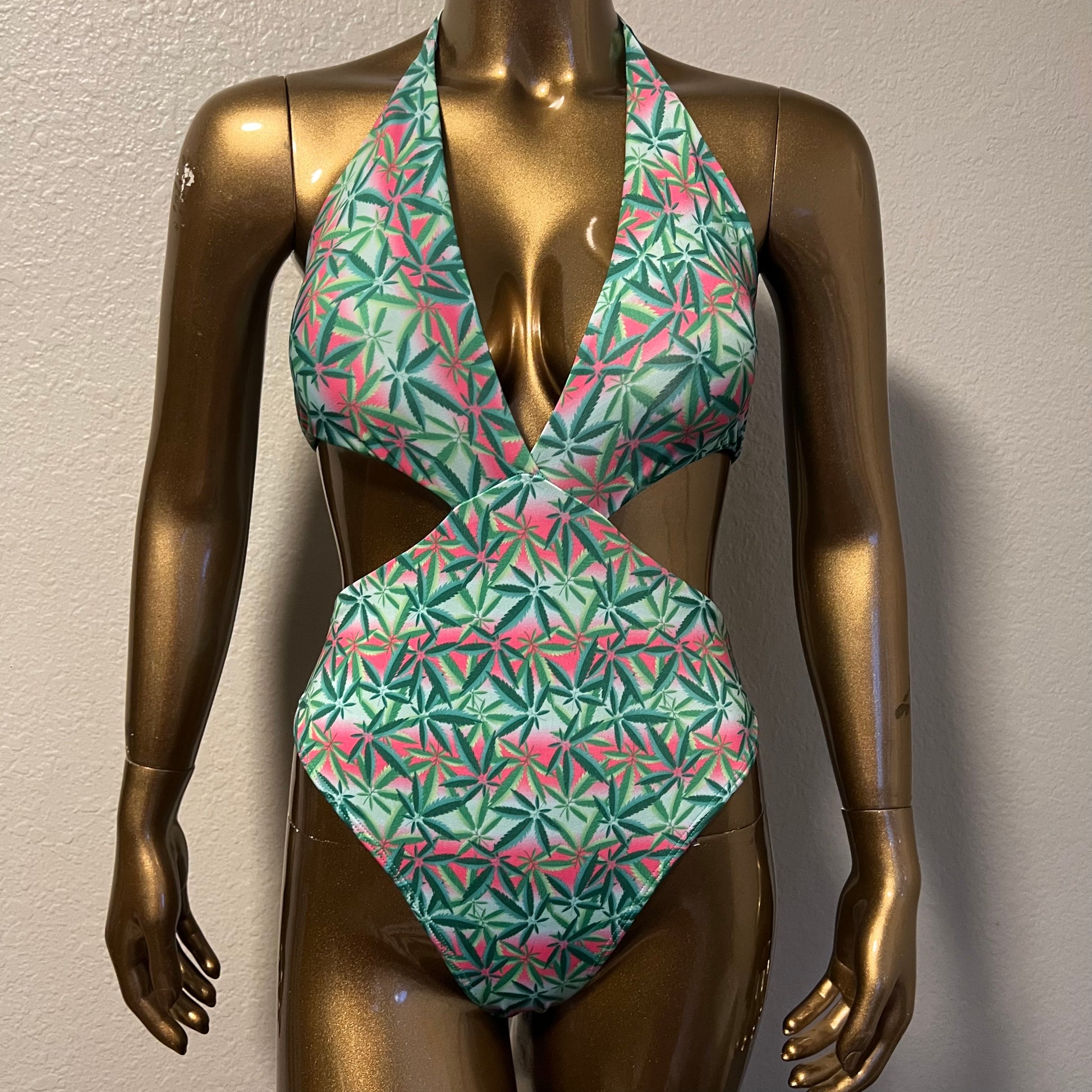 Waikiki Bodysuit/One Piece- 420 Ganja Print * LAST S * - On The Lo Swimwear