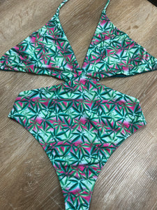 Waikiki Bodysuit/One Piece- 420 Ganja Print - On The Lo Swimwear