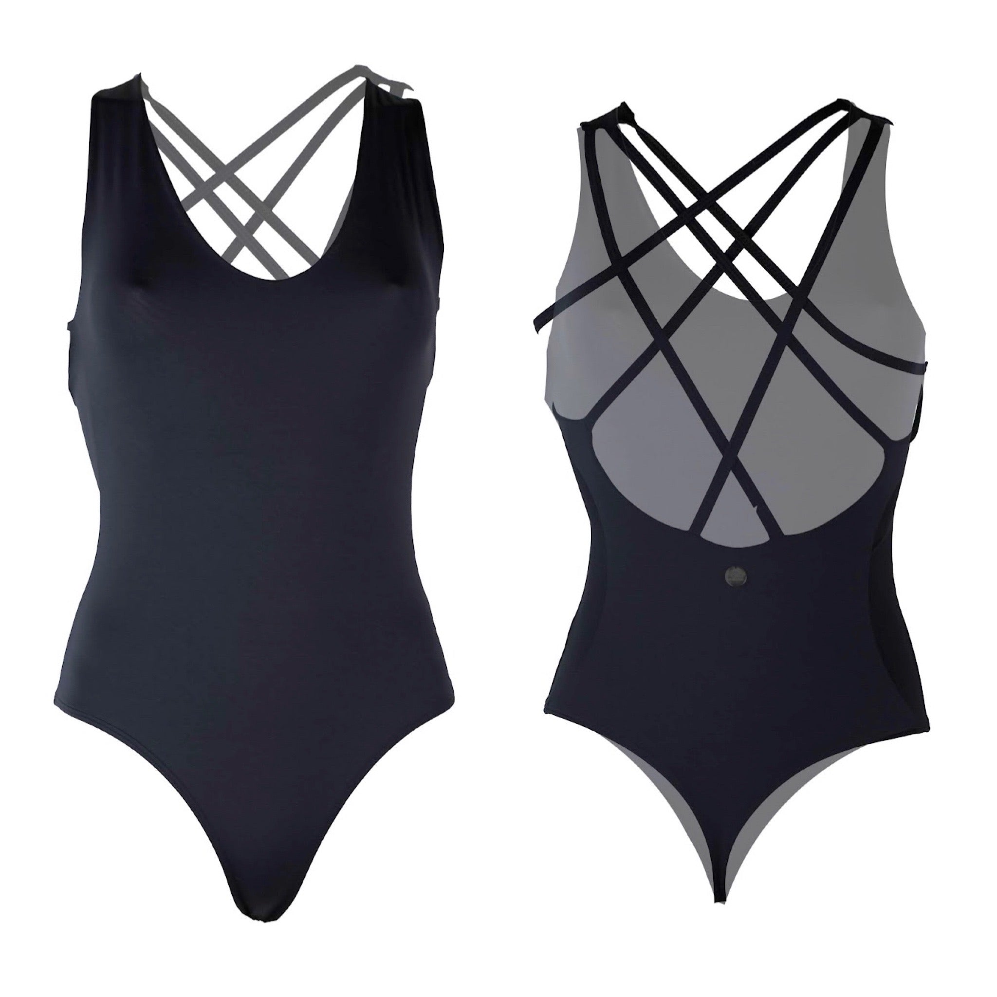 Back Staps Bodysuit- Black - On The Lo Swimwear