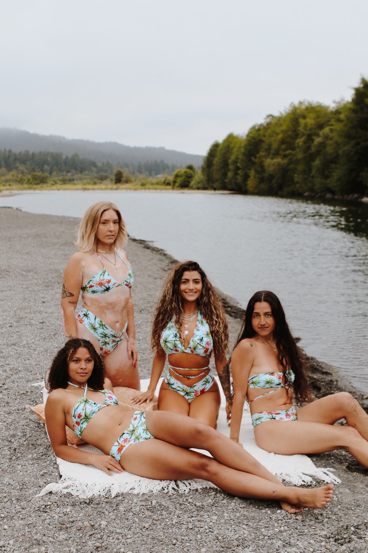 Tear Drop Bikini Top- Palm - On The Lo Swimwear