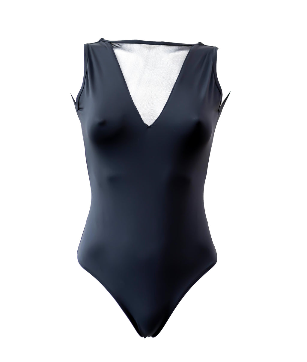 Deep V Mesh Bodysuit - On The Lo Swimwear