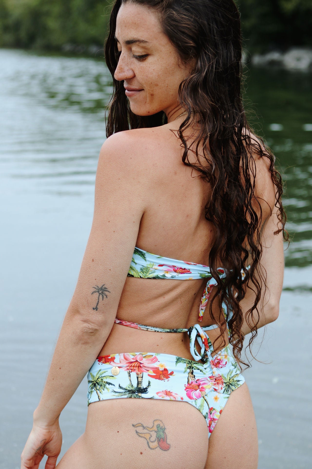 Tear Drop Bikini Top- Palm - On The Lo Swimwear