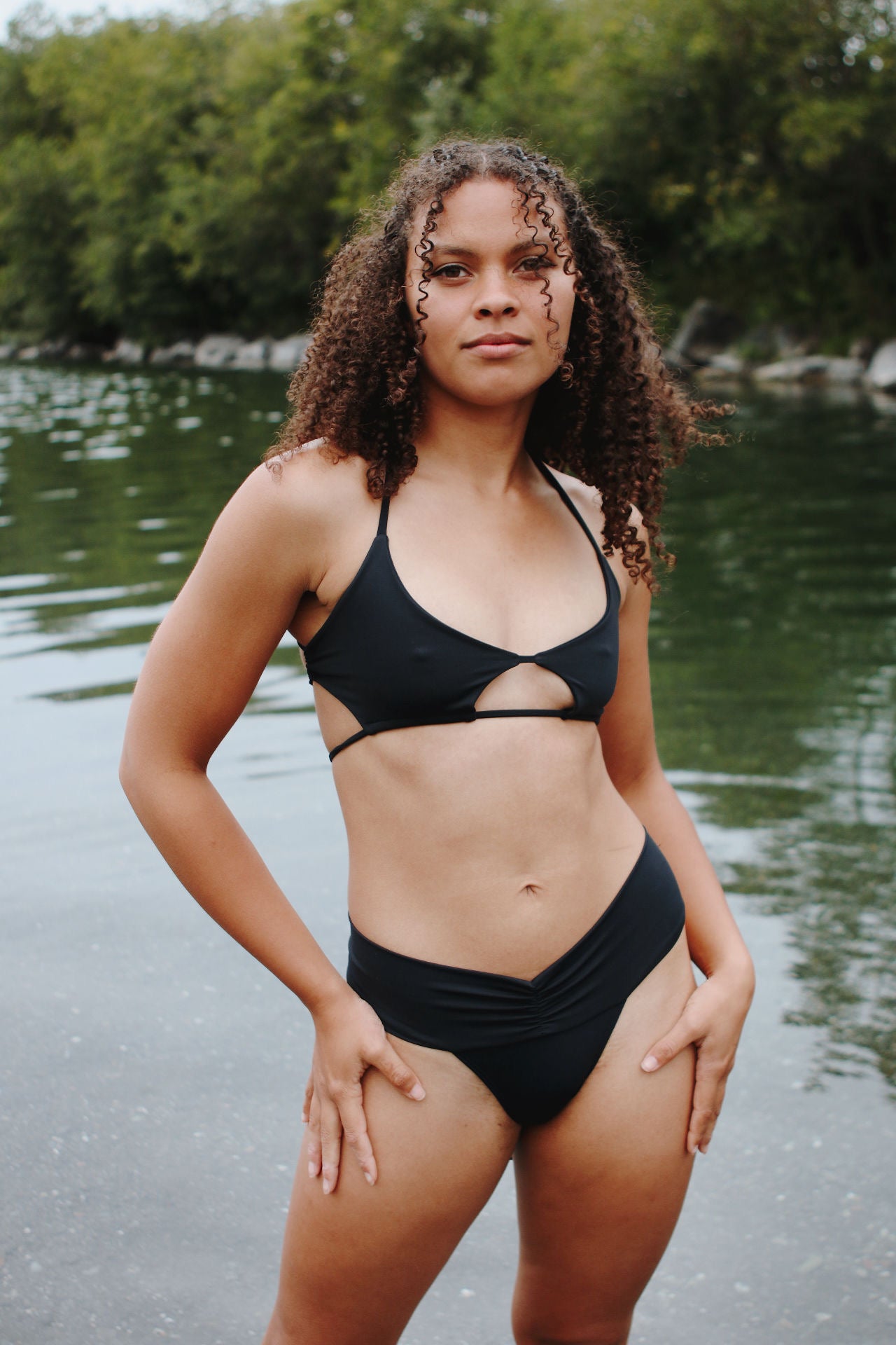 Cutout Wrap Top- Black - On The Lo Swimwear